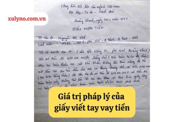 Giá trị pháp lý của giấy viết tay vay tiền